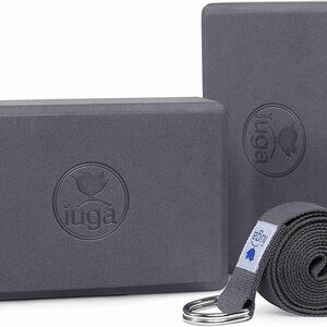 Yoga Block 2 Pack with Strap Non-Slip High Density
